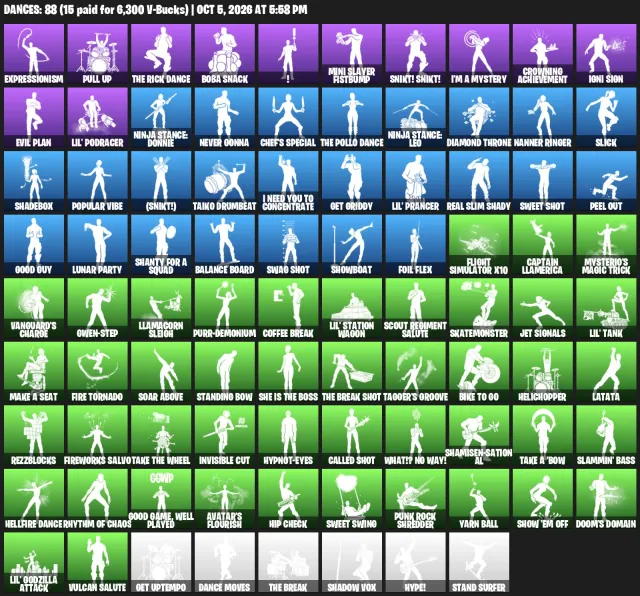 AUTO-DELIVERY | 80 SKINS FOR 20000 V-BUCKS | 140 PICKAXES FOR 6300 V-BUCKS | 88 DANCES, Sale, skins 80