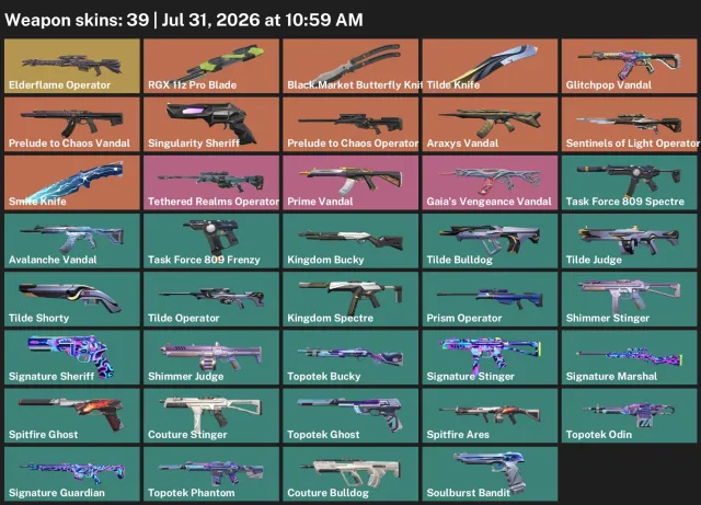 🟦EU🟦⟨RGX 11z Pro Blade, Black Market Butterfly Knife, Earth's Retribution Vandal, Sheriff, Sale, Ranked unlocked, Agents: 24, Skins: 39