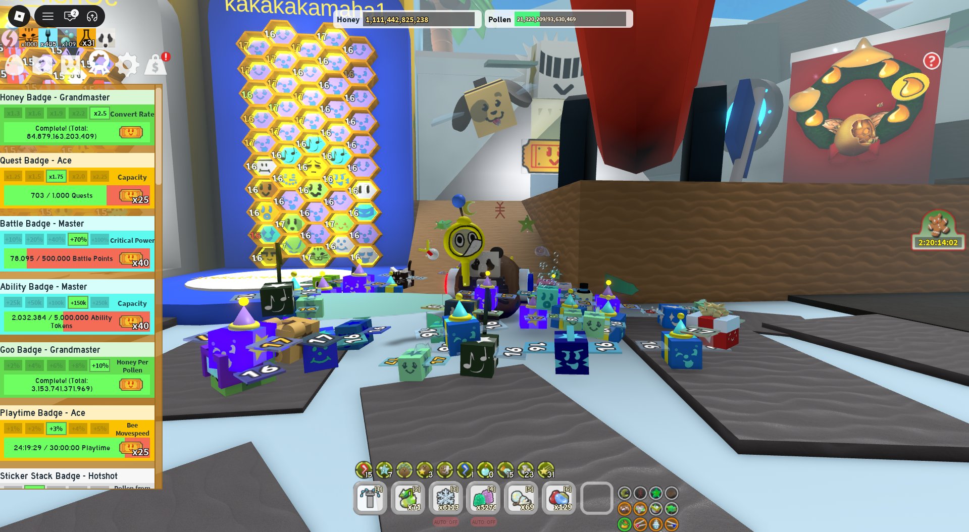 AUTO-GRANT MALE ACCOUNT ⚡ Bee Swarm Simulator | 50 BEES | 84T | 16-17 HIVE ⚡400 TOTAL DONATION ⚡, Sale, Voice chat: No