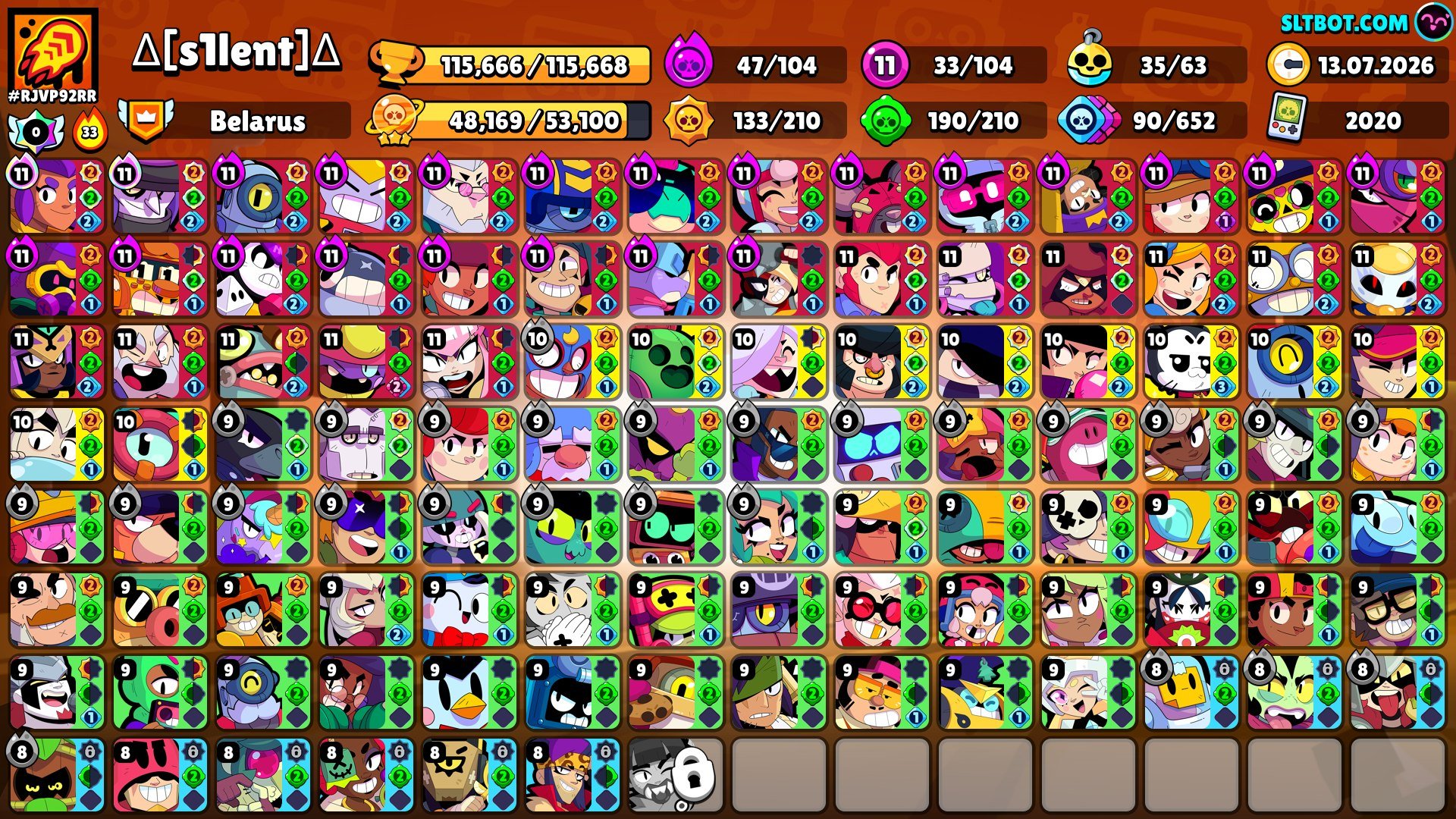 praymov2️⃣ 🏆115k🏆🏅 102 Maxed Brawlers🏅👤104/104 Brawlers, trophies 115, brawlers 104, primes 102