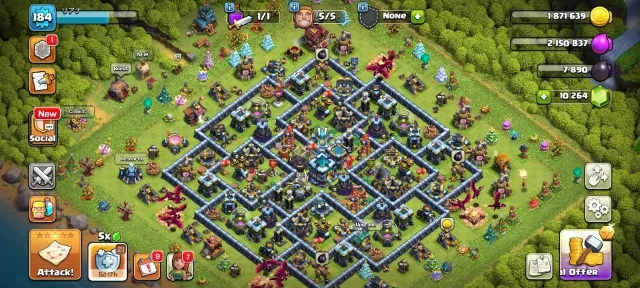 💥 60% Скидка Магазин | 👑 Максированный TH13 | 💎 10,264 Жемчуг × 🏅 1,824 Медали CWL | 🦸 Герои 69-75-50-45-25 |, 13 TH Родной Деревни, 5 TH Строителя