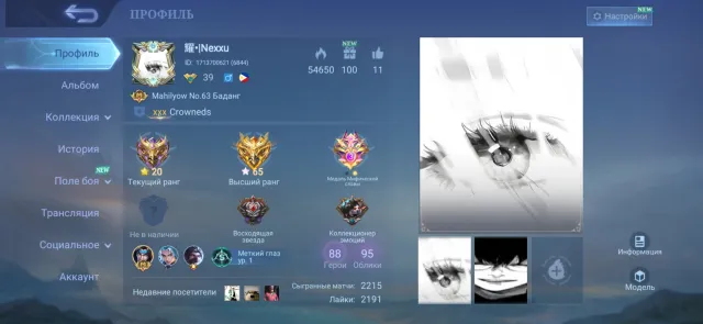 ⭐️⭐️best account for Mobile Legends⭐️⭐️, Sale, Rank: Mythic, Level: 39, Win rate: 70%, Heroes: 88, Skins: 95