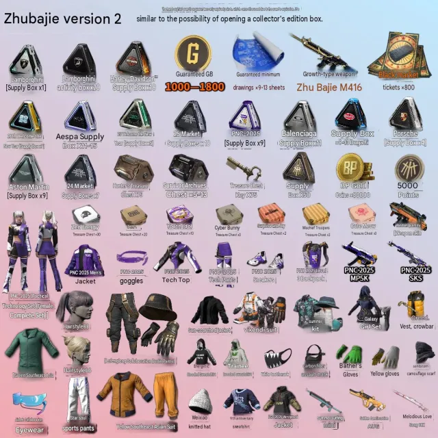 🔫 M416 ZHU BAJIE | 🪙 1000-1800 G-COIN | 🎫 800 COUPONS | 🛠️ 9-13 SCHEMATICS, No BATTLEGROUNDS Plus