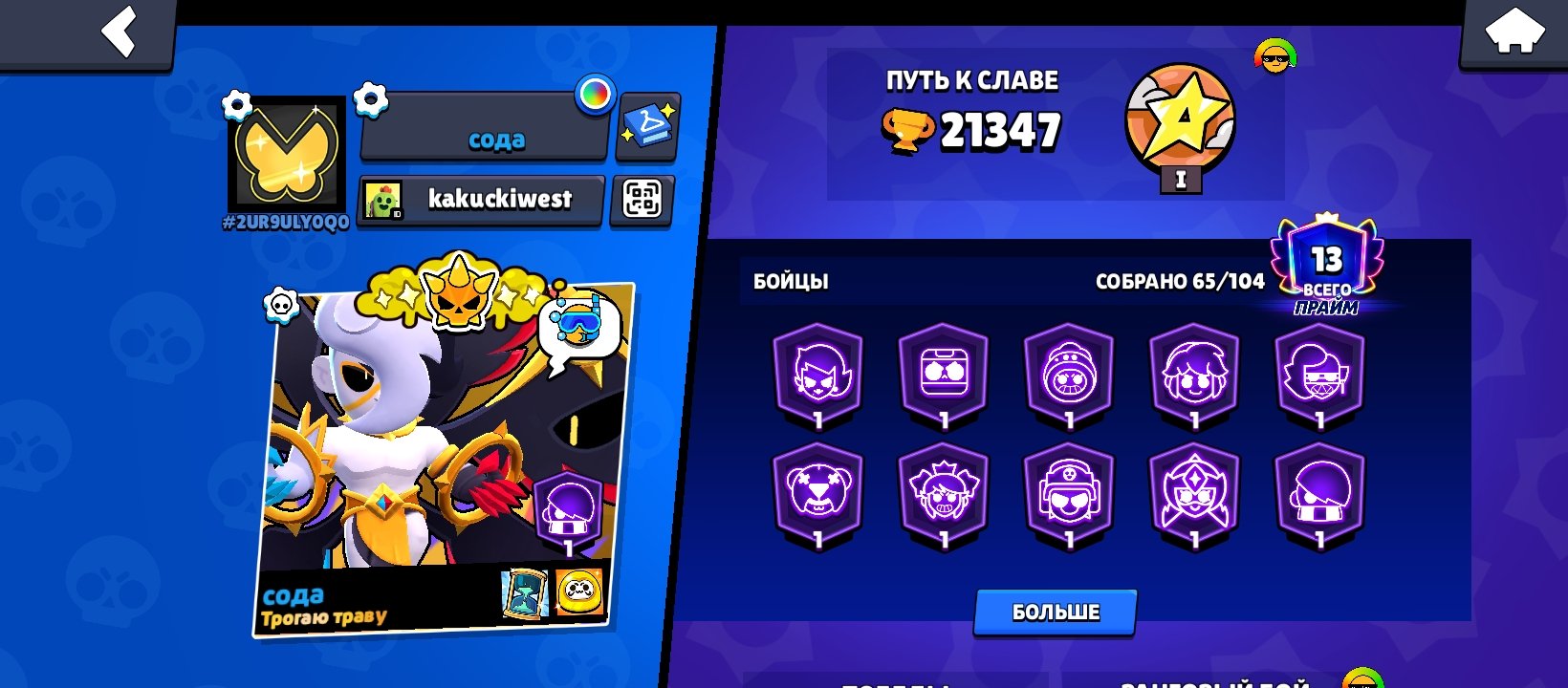 Jehdbdjdhehuxbdusbxudhdhiebwbwbbwbebehdb, trophies 21347, brawlers 65