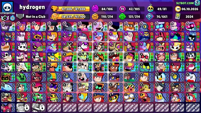 🔥TOP ACCOUNT MANY ❤️2 PRIMES❤️42 11 POWER💜84 HYPERS, 81306 trophies, 105 brawlers, 58 primes