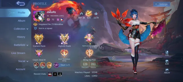 Ex Global 8K MMR Moskov AllStar, Prime Granger, Luckybox Moskov Chou, TP Void, Global 🔥, Sale, Rank: Mythical Immortal, Level: 105, Winrate: 54%, Heroes: 126, Skins: 261