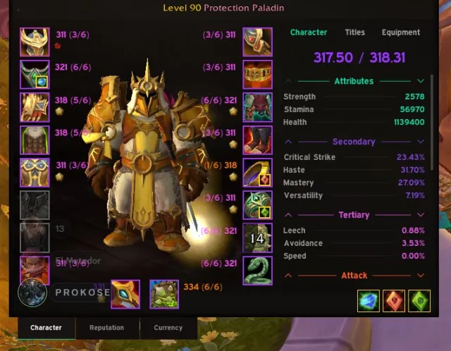 Midnight season 2 paladin Protection iteam level : 320 io 3400 30 day game time, 90 уровень, Дворфы, Паладин