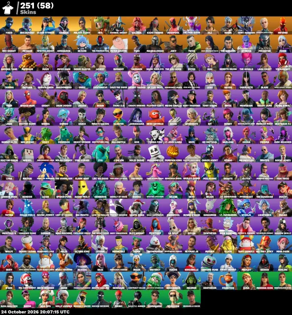 251 skin Leviathan axe 🟣 Breakpoint 🟦 Fixer 🟩Playboy Carti 🟢 Spider Gwen 🟠, Sale, skins 251