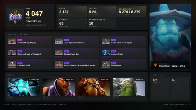 ❤️✨|Lord 2 ≈ 4047 MMR🌿8279 Honesty🌿Sets🌿Couriers🌿65 Trophy🌿Main Pool|✨❤️