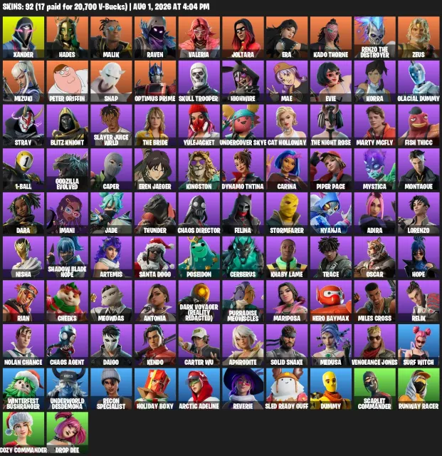 ❤️92 SKINS🧡 💫COSMIC💛 💚XANDER SUMMER MARA💜 AND MANY OTHER IMBOVS, Sale, skins 92