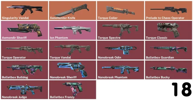Xenohunter Knife | Singularity Vandal | Chaos Vandal, Sale, Ascendant 1, Agents: 12, Skins: 18