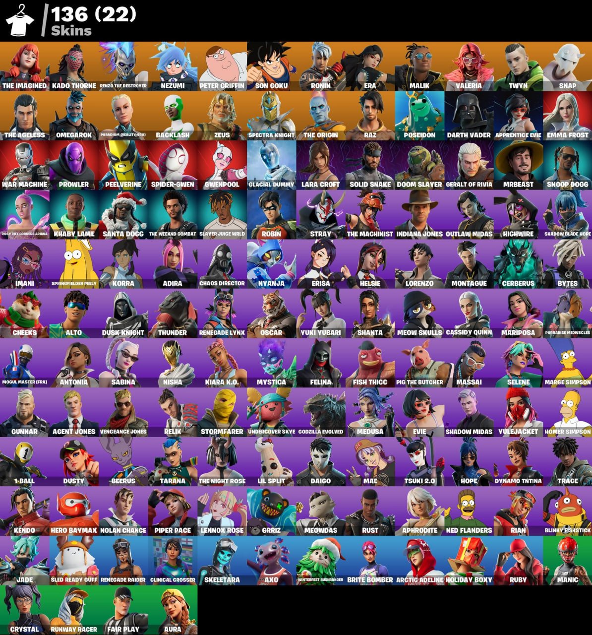 🎮 Level 2031 💰 0 V-bucks 👕 136 skins Renegade Raider | The Imagined | Kado Thorne | Renzo the, Sale, skins 136