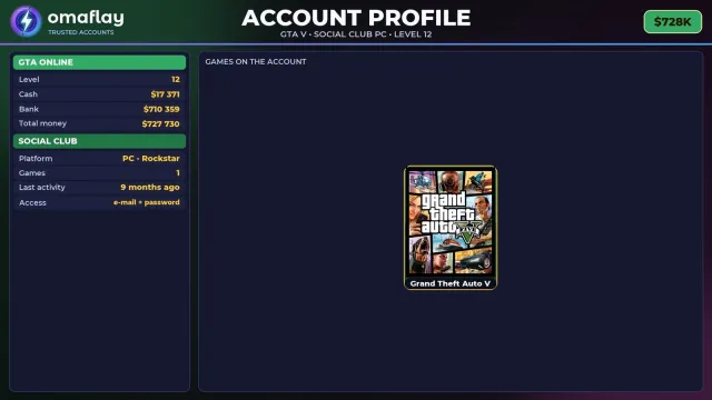 ⚡ 【SOCIAL CLUB】 💎 ПОЛНЫЙ ДОСТУП | ПОДХОДИТ ДЛЯ ONLINE/RP | УРОВЕНЬ 12 💎 $728K #4EE38B, Продажа