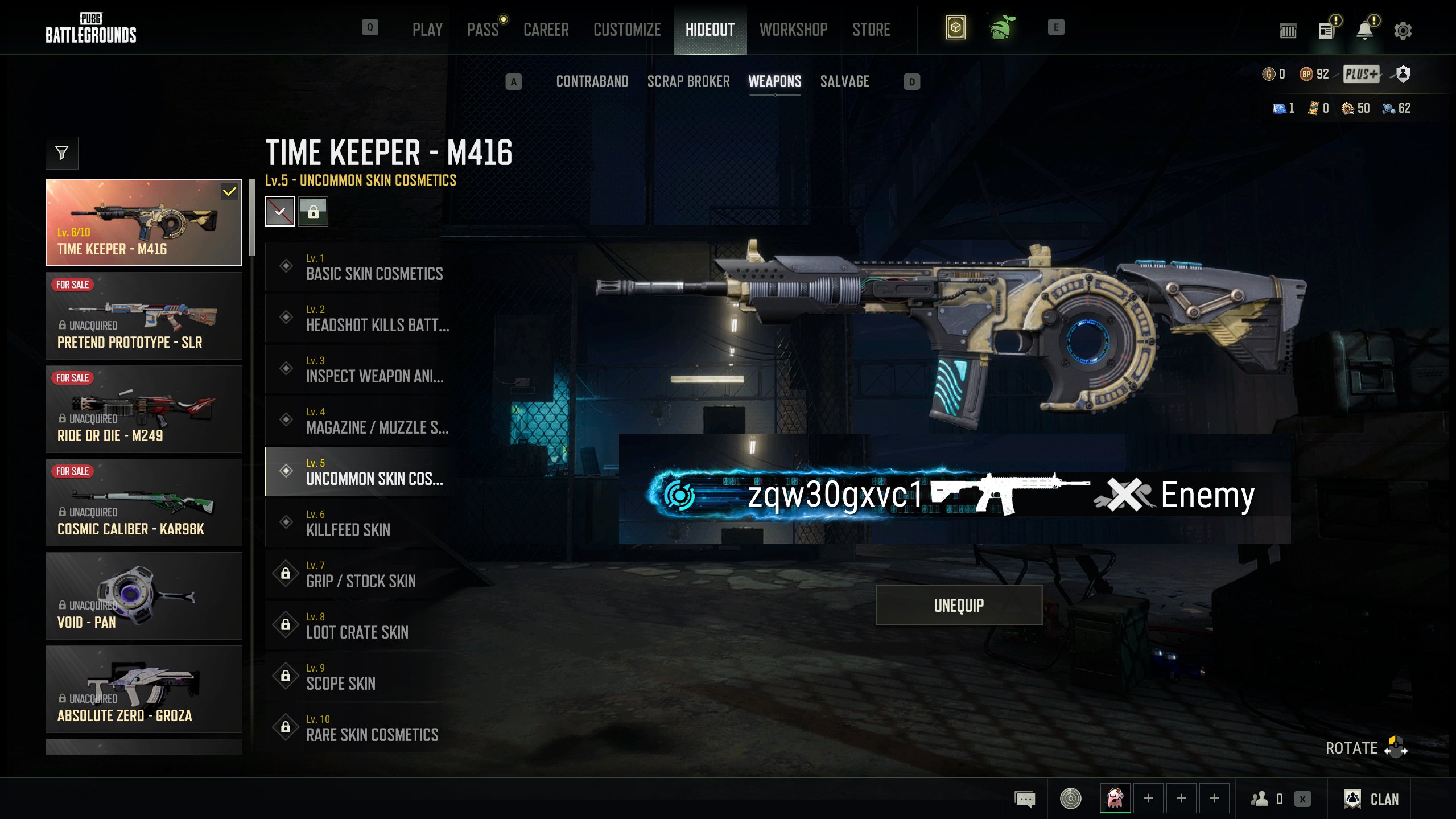 🔥M416 TIME KEEPER LVL 6 (KILLFEED)🔥JONATHAN KAMAU🔥LFLONG + XINGHUN SET🔥15 WEAPONS💥CLOTHES💥NICKCHANGE, No BATTLEGROUNDS Plus