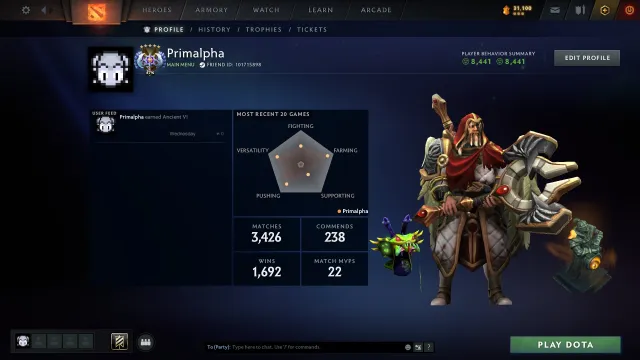🎮 Властелин 🎯 Мейнпул 🏆 78 Трофей 🕹️ Матчей: 3430 🎫 Жетонов: 29, Продажа, 4596 MMR, 8441 порядочности, 8441 вежливости, 3430 матчей, 6553 часов