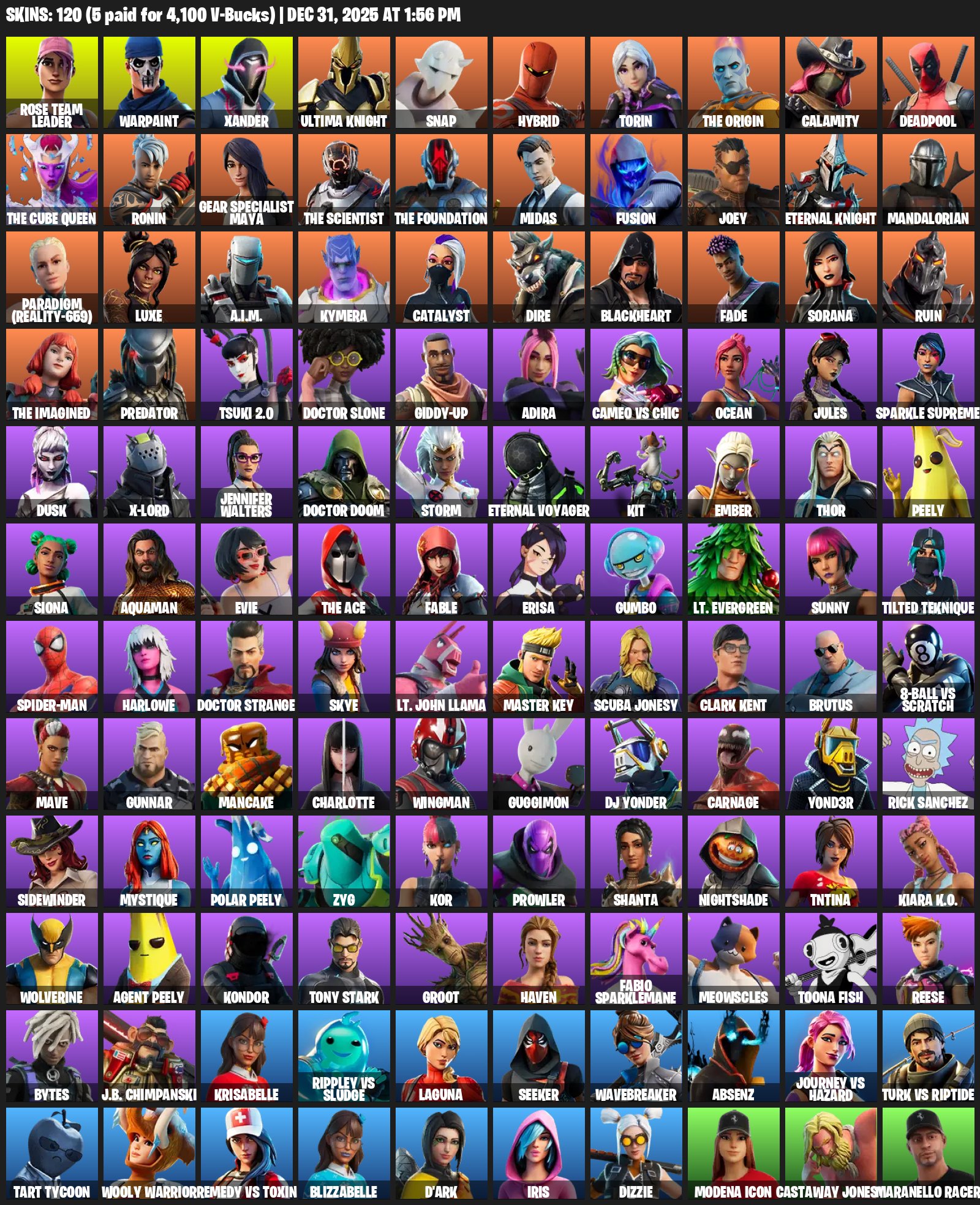 🌸120 SKINS💎Rose Team Leader💎Warpaint💎Xander💎Reaper💎Otlega💎✨ Full access✨, Sale, skins 120