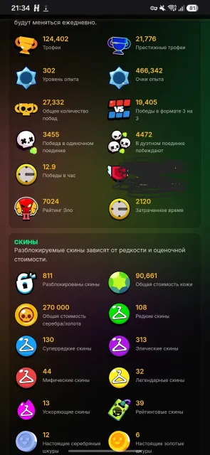 💎🔥 ЛИЧНЫЙ ФУЛЛОВЫЙ АКК 2019 | ВИРУС БИТ КОРОЛЬ ФРЕНК | 7Х МАСТЕРА 2025 ГОДА 🔥💎, 124402 кубков, 107 бравлеров, 106 праймов