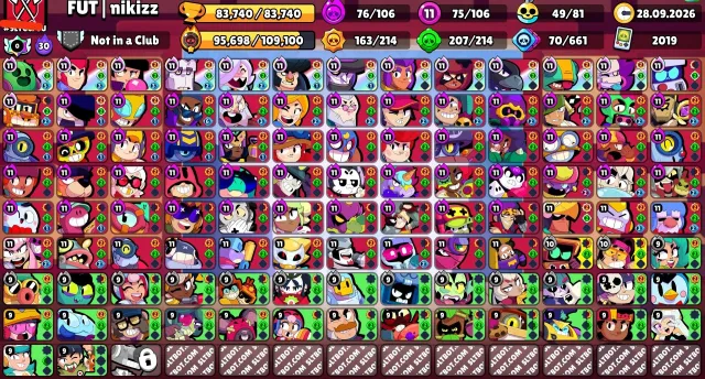 84K🏆 | 75 11😋| GALE TRADER AND OTHER OLD BRAWL PASS | MATCHERINO MENDI | 7 BRAWL PASS+, 84000 trophies, 106 brawlers, 54 primes