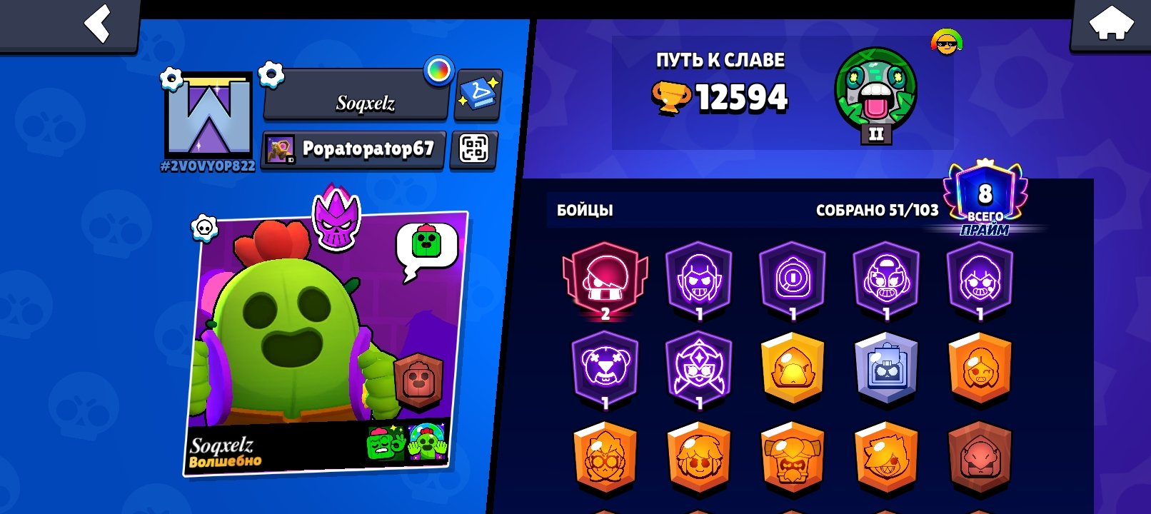 🧊 Kaif account Brawl Stars, trophies 12500, brawlers 52, primes 8
