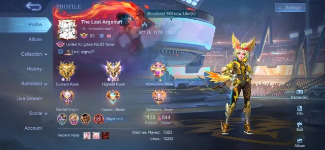 All information in the photos below, negotiation is possible, Sale, Rank: Mythical Immortal, Level: 113, Win rate: 60%, Heroes: 133, Skins: 544