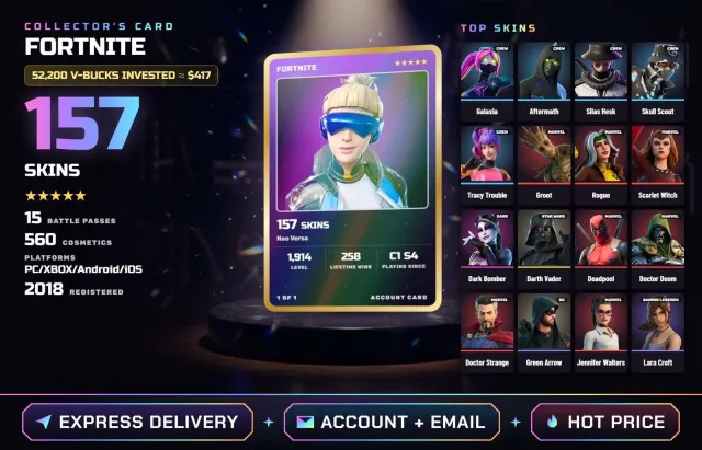 🦙 PC • XBOX • ANDROID • IOS ✦ LVL. 1914 • 157 SKINS ✦ Future Amplitude, Galaxia, Creepy Mohawk, Sale, skins 157