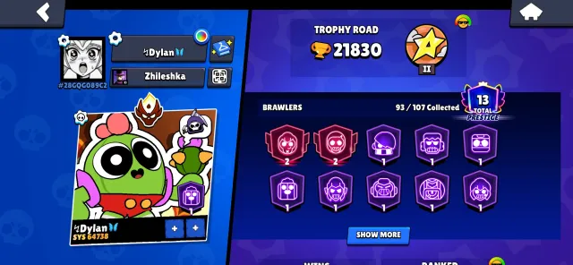 👑27K✨90/106🏆MASTER✏️CHANGE NICK AND PLAYER ID🔥22 11 STR👑16 LEG SKINS💥5 HYPERCHARGE SKIN🤖AUTO ISSUER, 21830 кубков, 93 бравлеров, 13 праймов