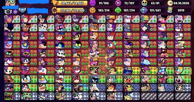 🔥🔥🔥 FAT PERSONAL OLD ACCOUNT | 486 SKINS IN TOTAL, LOTS OF EXCLUSIVE SKINS AND MORE, 78664 trophies, 107 brawlers, 47 primes