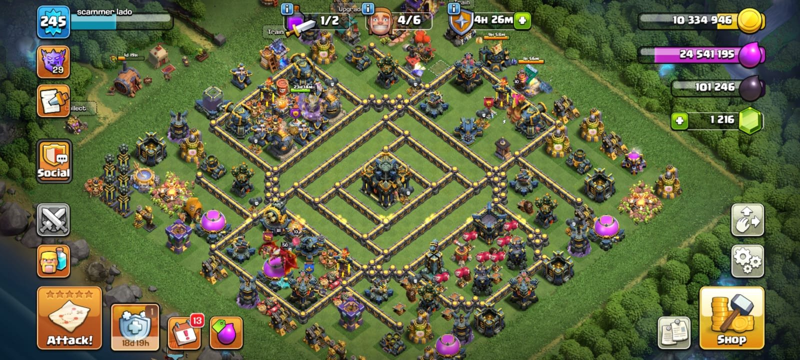 🏆 TH17 FULL MAXED 🏆 14X EQUIPMENT (ALMOST MAXED) 🏆 20X SKINS AVAILABLE 🏆HEROES 100-100-83-75-50-18, 17 TH Main Village, 10 TH Builder