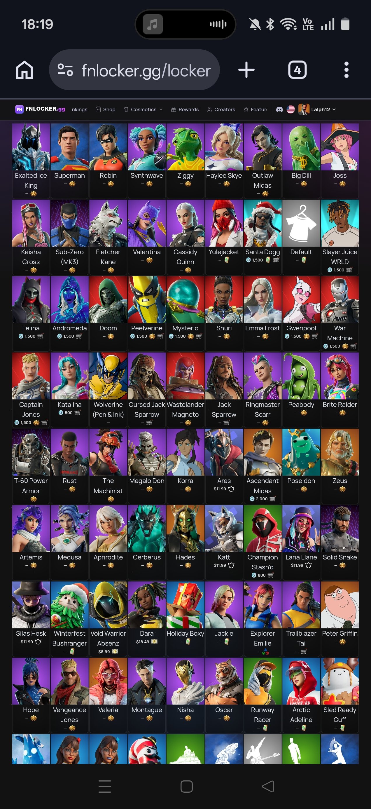 Fortnite account chapter 3 season 1, 76 skins, Sale, skins 76