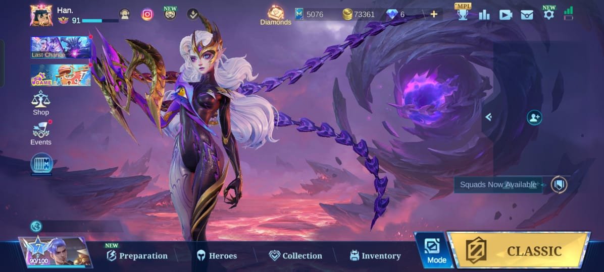 🟥⬛🛑LEGEND ALUCARD🛑⚫K.F.O KARINA🛑⚫TRANSFORMERS ROGER🛑⚫AMAZING RECALL🛑⚫2 MAGIC CORE🛑⬛🟥, Sale, Rank: Mythic, Level: 91, Winrate: 50%, Heroes: 130, Skins: 98