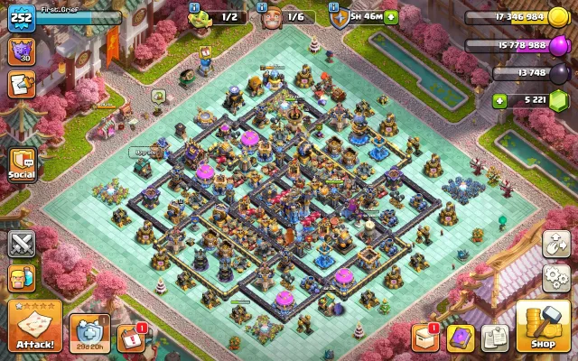 ✔️252lvl✔️TH 18✔️Практически фулл✔️Фулл герои, животные и помощники ✔️ ~5000 гемов, 18 TH Родной Деревни, 10 TH Строителя