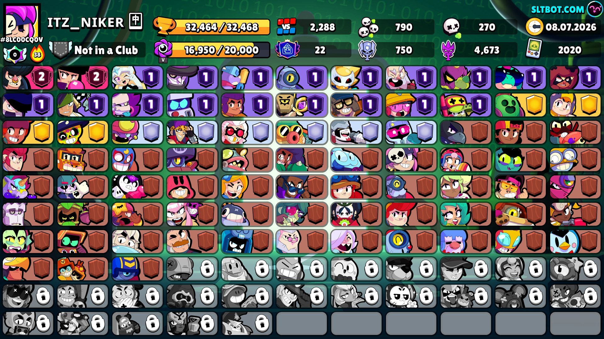 🟨🟨🟨old account in Brawl Stars🟨🟨🟨, trophies 32000, brawlers 80, primes 22