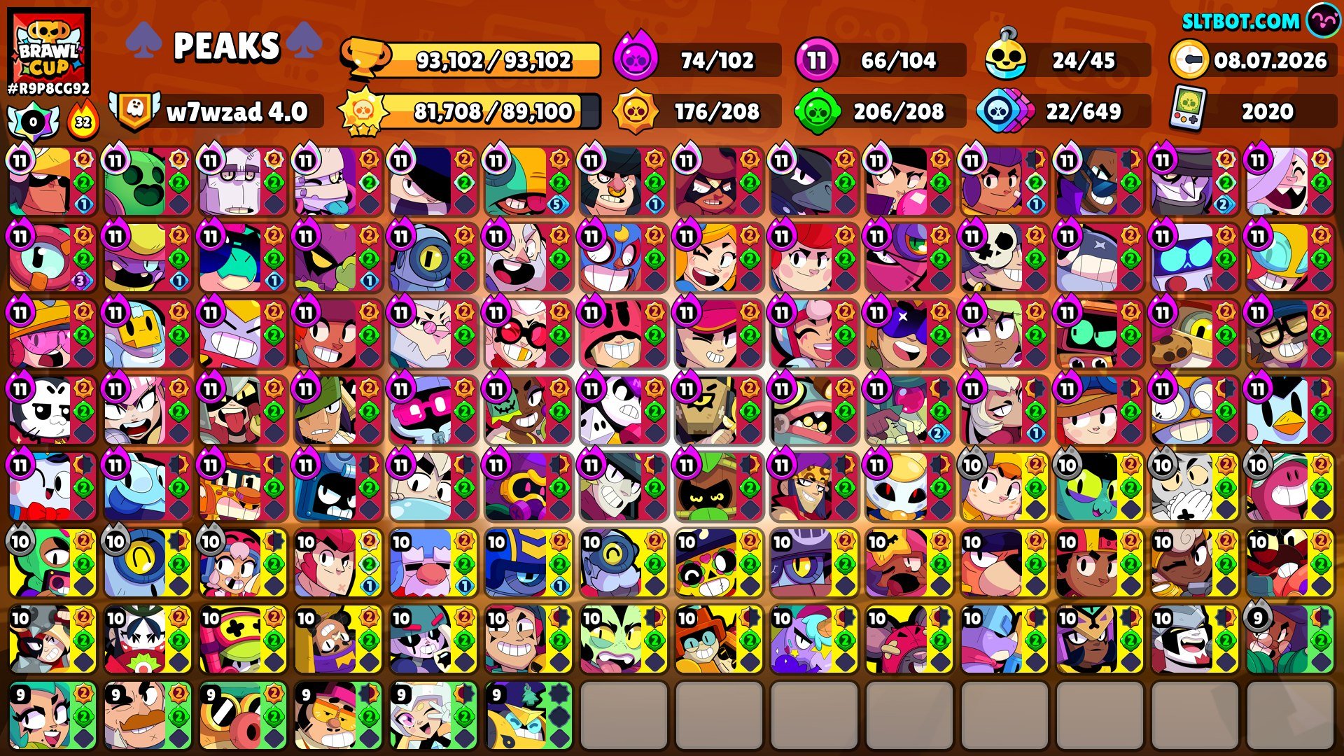 ACC 2020: Skin collection worth 40,000+ gems with tons of exclusives!, trophies 93000, brawlers 104, primes 53