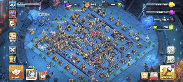 ⚡️18TH FULL 85%【251LVL】⚡️💎15 EPIC GEAR💎🔵【HEROES 105/101/85/55/25】🔵💙DECORATIONS + SKINS💙🍀CC🍀, 18 TH Home Village, 10 TH Builder Base