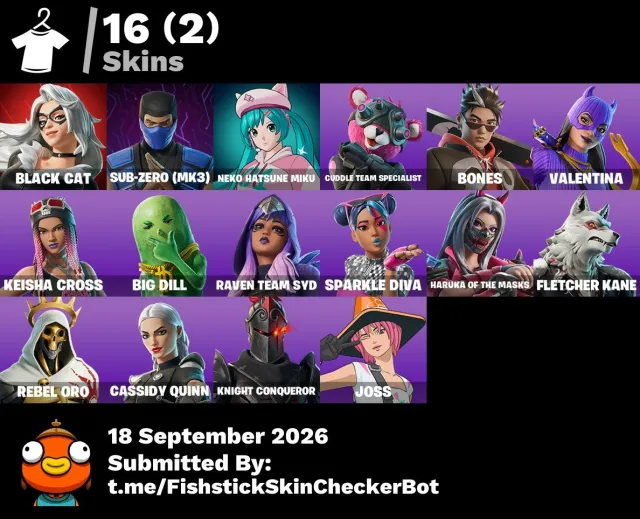 [PC/XBOX/PSN] ❤️16 SKINS❤️LVL 137❤️BLACK CAT❤️SUB-ZERO (MK3)❤️NEKO HATSUNE MIKU❤️100 VB, Продажа, скины 16