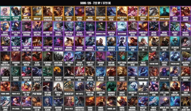 126 skins ✨ 163 champions 🏆 3700+ BE✨Traditional Lee Sin✨Warden Lee Sin✨Eternal Blade Master Yi✨Muay Thai, Sale, level 79, champions 163, skins 126, No rank
