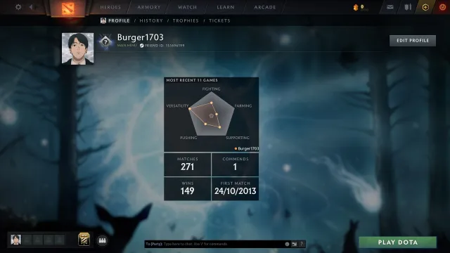 Gardien, Vente, 1232 MMR, 10000 politesse, 271 matchs, 263 heures