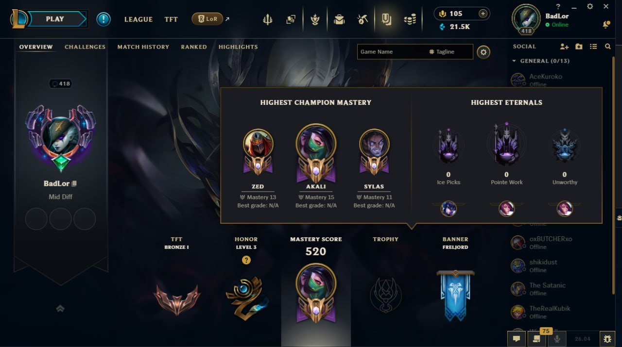EUW lvl 418 highest rank gold screenshot on the page (Personal account), Sale, level 418, Bronze