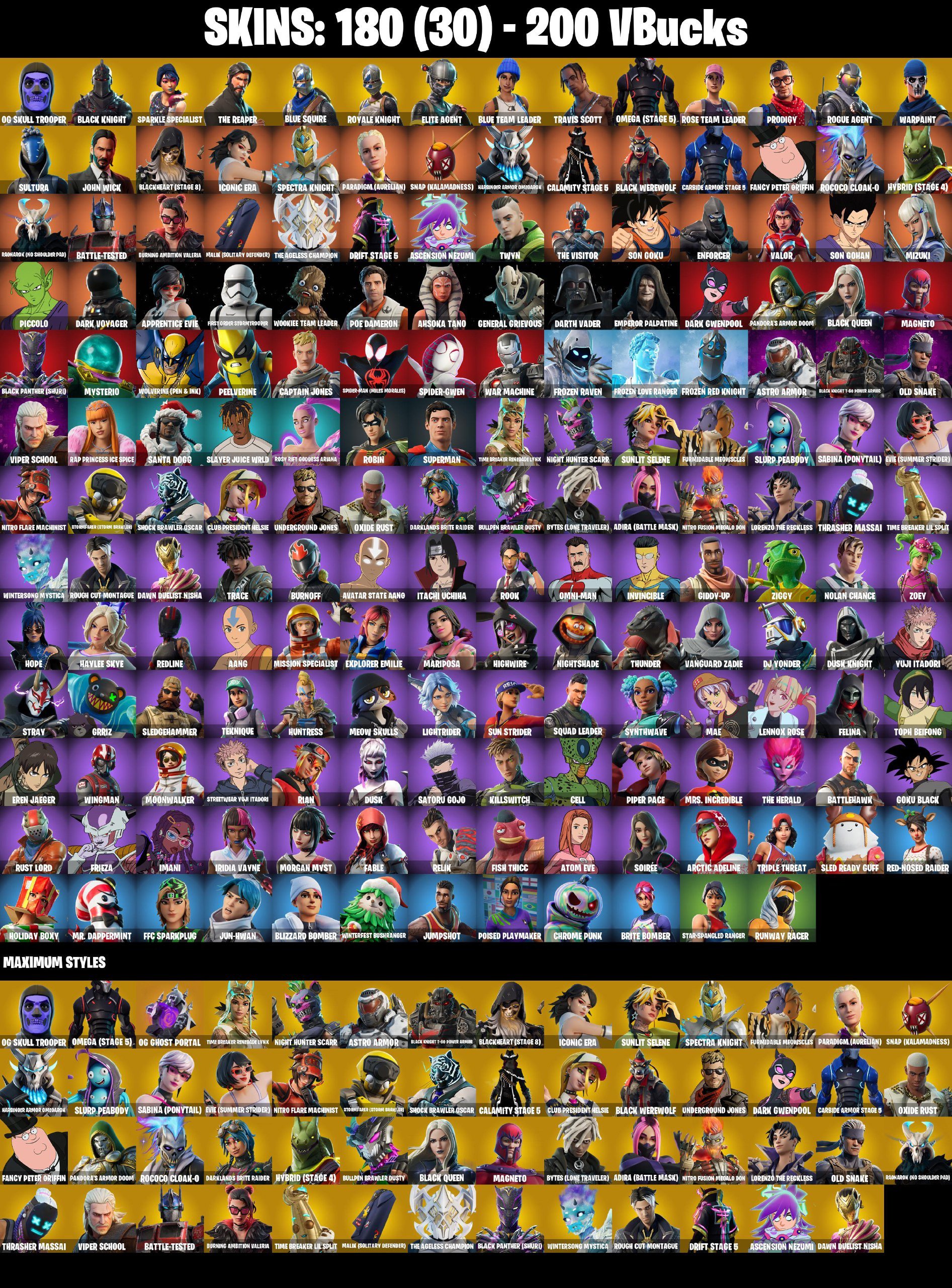 224 SKINS | S1 OG PURPLE SKULL TROOPER | The Axe of Champions | Black Knight | Sparkle Specialist, Sale, skins 224