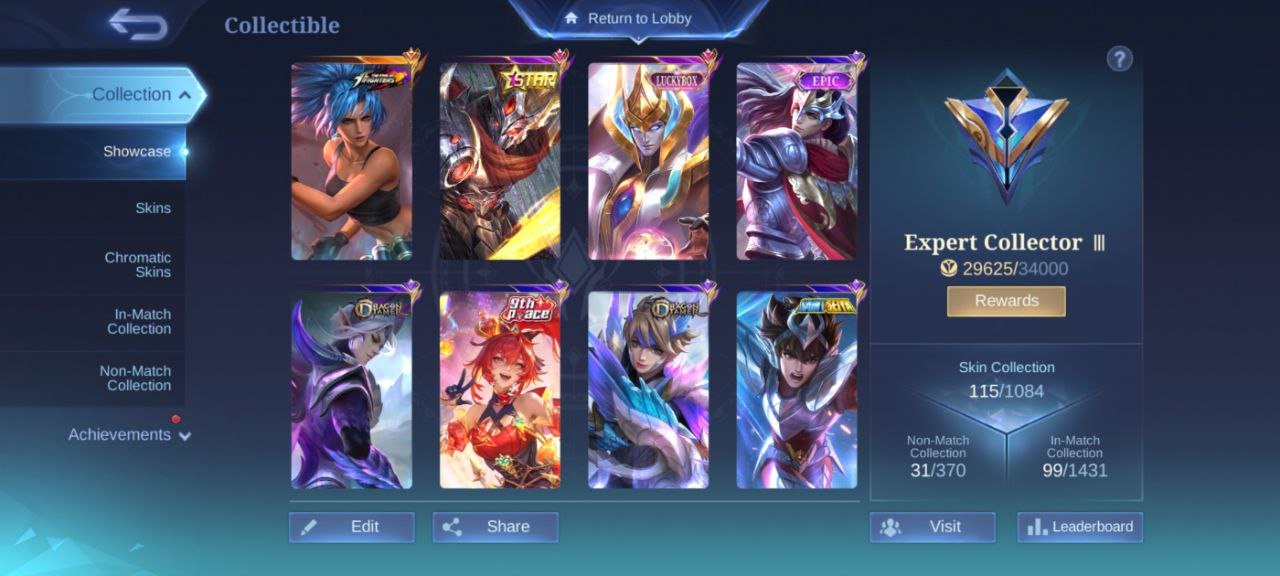 LUCKYBOX Estas>Star Hayabusa>Gaara Vale Epic Clint Roger irthil>4 emblem max>neobeast recall, Sale, Rank: Mythic, Level: 38, Winrate: 51%, Heroes: 58, Skins: 115