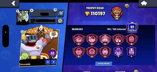 ALIEN FAME, FULL NEW MASTER, CHANGABLE ID, MASTER 2, 11000 кубков, 105 бравлеров