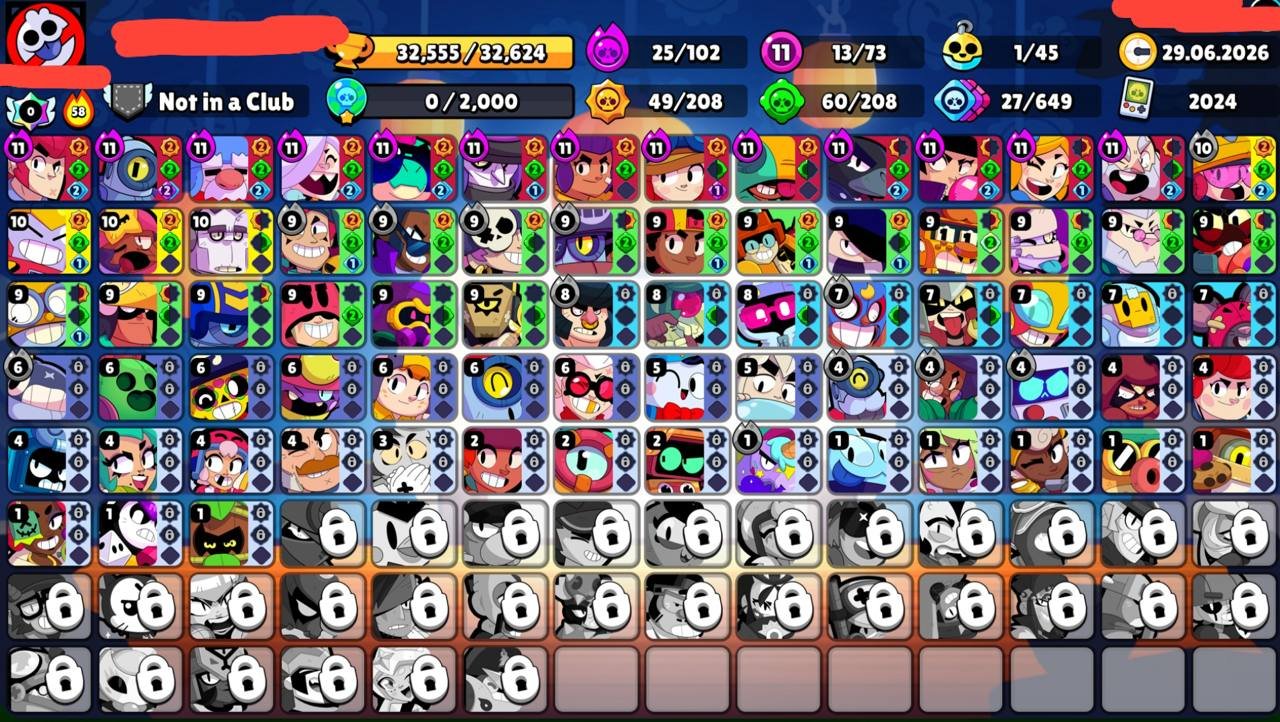 🔥Mecha Mortis + other skins🔥 ⚜️13 - 11⚜️ 🟣25 - Hyper🟣 ♾️2024♾️ 📥Firstmail 📥 ✔️Instant delivery✔️, trophies 32555, brawlers 73, primes 12