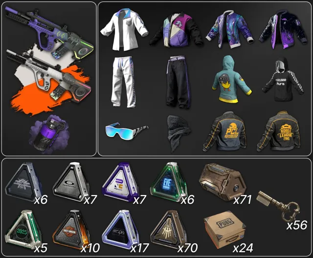 💖[PROGRESSIVE] NEON DREAM - AUG + WHITE CHROMA + PURPLE SMOKE💖🔥220 СУНДУКОВ🔥🎀МНОГО СЕТОВ🎀, Нет BATTLEGROUNDS Plus