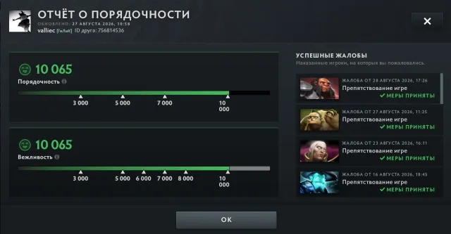 💛💛 LEGEND 1 💛 3000 MMR 💛💛 10065 HONOR 💛, Sale, 3000 MMR, 10000 honor, 10000 politeness, 200 matches, 300 hours