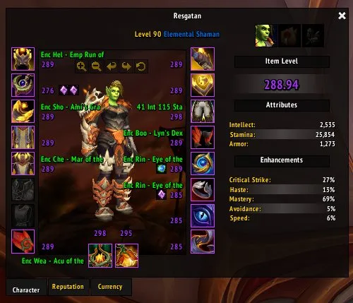 Account with 8 ele shams. Main 291 ilvl, 90 level, Earthen, Shaman