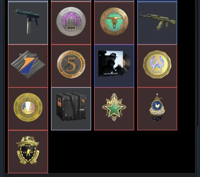 9 medals, 1250 hours, 41 Steam level, Sale, With inventory, Has PRIME, 25000 CS Rating