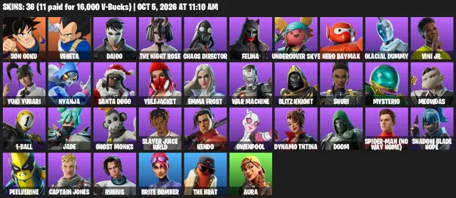 36 skin | Billy Bounce | Son Goku | Jabba Switchway | Satış, skinler 36