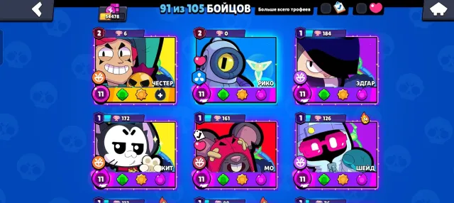 2 ultra legendaries 9 legendaries many skins at a favorable price, 54400 trophies, 91 brawlers, 30 primes