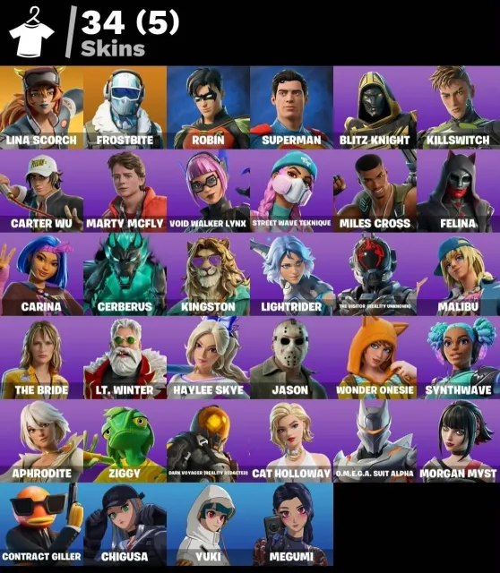 🎮 [PC/XBOX/PSN] 34 SKINS | LVL 705 | 🔥 Superman | Robin | Frostbite | Marty McFly | ACCÈS COMPLET ✅, Vente, skins 34