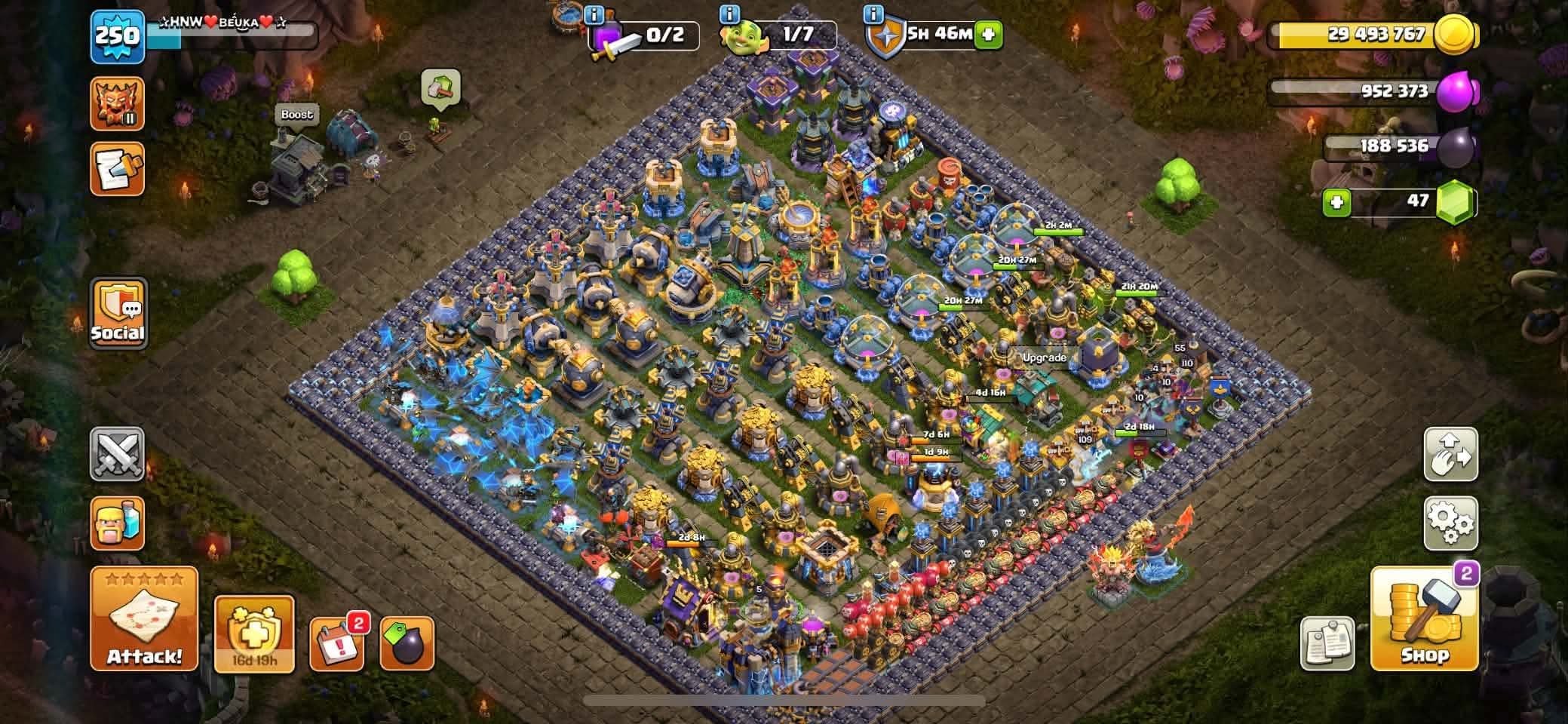 Th 18🌈Legend 2🌈Heros max almost close🌈11 epic max🌈best equipment, 18 TH Main Village, 10 TH Builder